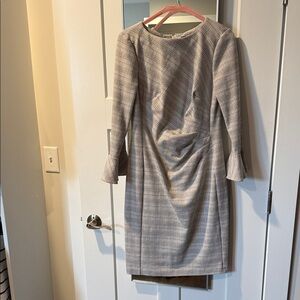 Lauren Ralph Lauren Gray Plaid Long Sleeve Dress
